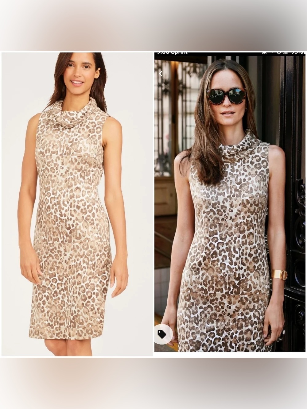J Mclaughlin Diaz Microsuede Cowl Sleeveless Leopard Animal Print Dress Small